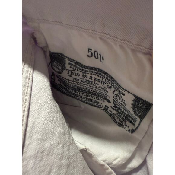 NWT Levis 501 Crop Jeans Womens 29 x26 Light Lilac Purple Raw Hem Straight Leg - Picture 13 of 14